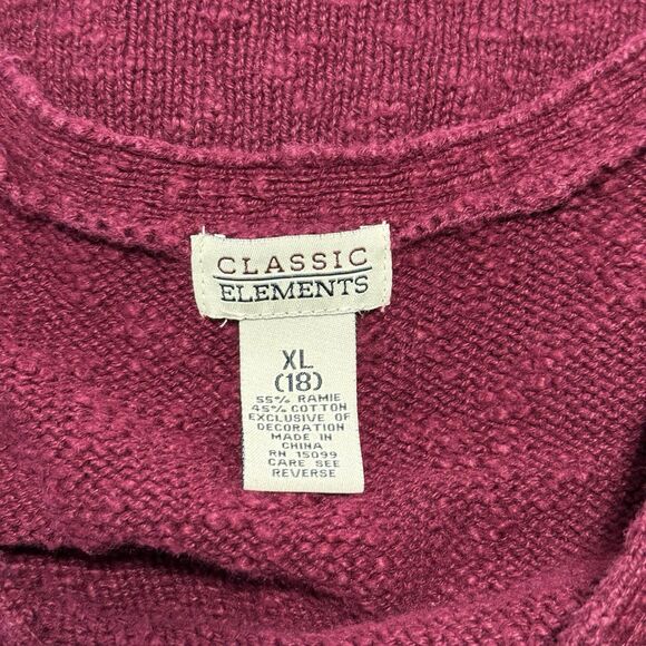 Vtg Sweater Vest Womens XL Burgundy Floral Embroidered Knit Grandma Cottage Boho - Picture 8 of 9